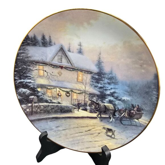 Thomas Kinkade An Old Fashioned Christmas Collector Plates Set Of 2 JJ3835 - Picture 3 of 8